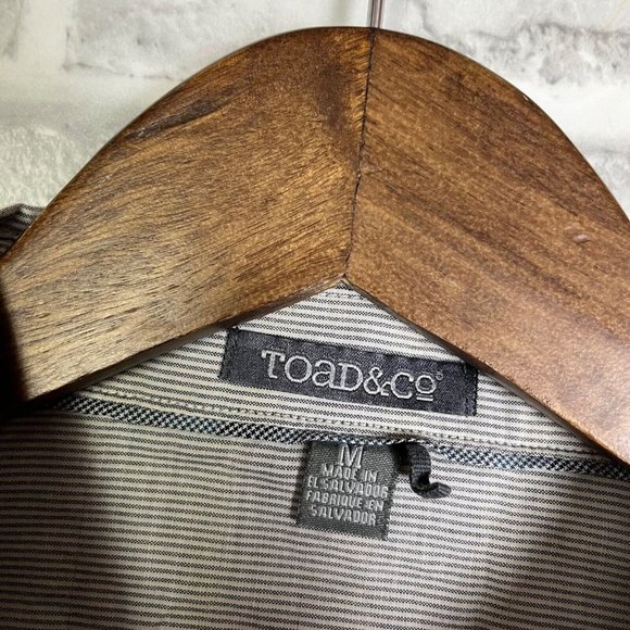 Toad & Co Gray Micro Striped Casual Lightweight Long Sleeve Button Shirt Medium - Picture 4 of 9